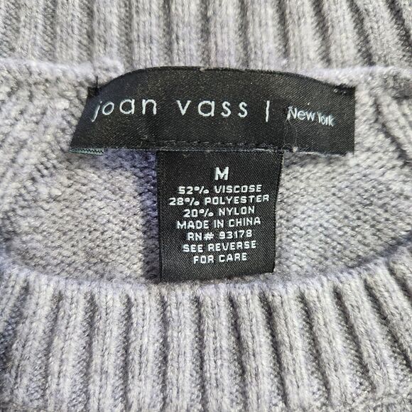 Joan Vass Pullover Sweater Women's Size Medium Gray Crew Neck Relaxed Fit - Picture 7 of 9